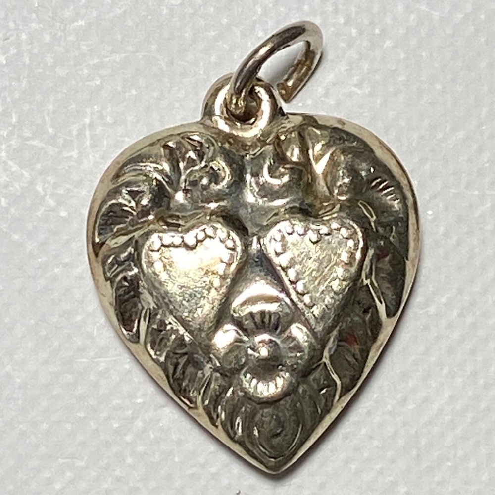 Vintage Victorian Repousse Sterling Silver Heart